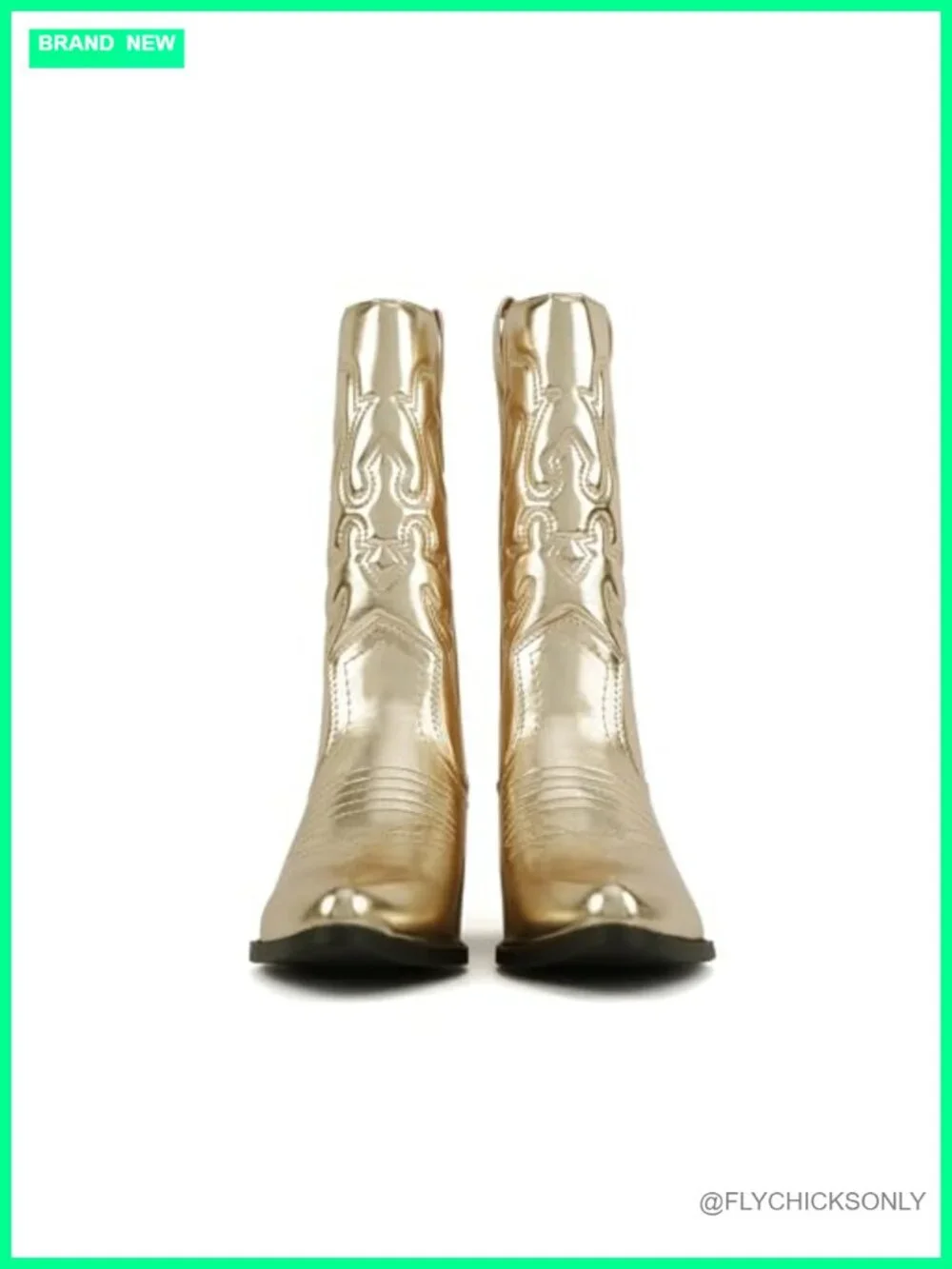 Western Cowboy Boots with Stitched Detailing Pointed Toe Low Block Heel